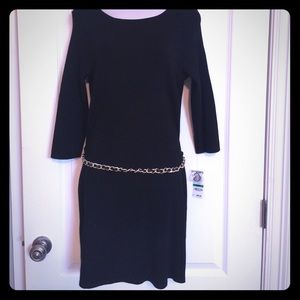 NWT inc black belted sweater dress large Adorable